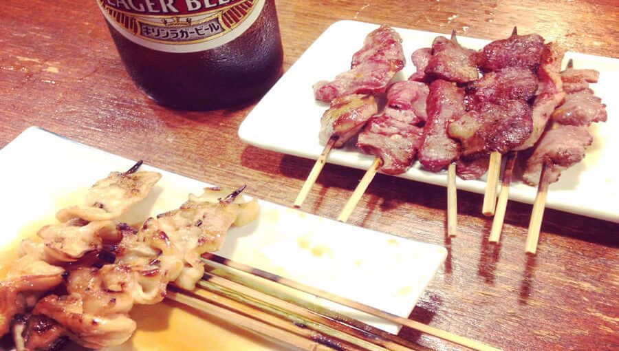 串焼きとビール